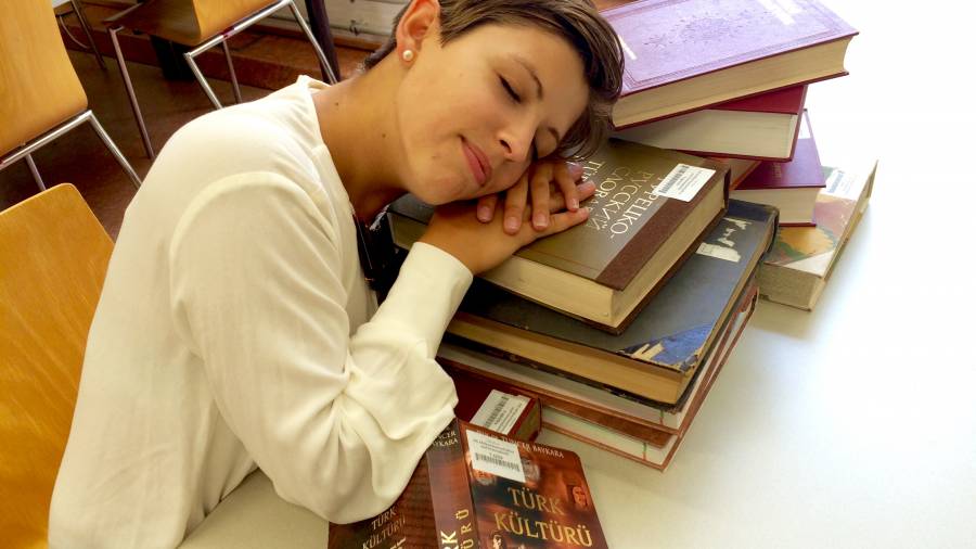 Türkisch lernen; Bücher; Bibliothek; schlafen